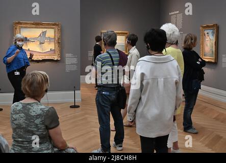 15. Mai 2022, Brandenburg, Potsdam: Mit freiem Eintritt und Führungen durch Hasso Plattners Impressionismus-Sammlung nimmt das Museum Barberini am Internationalen Museumstag Teil. Foto: Bernd Settnik/dpa Stockfoto