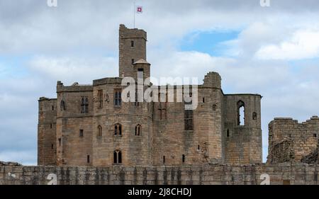 Warkworth Castle, Castle Terrace, Warkworth, Morpeth, Northumberland, England, Großbritannien. - Ruine mittelalterliche Burg Stockfoto