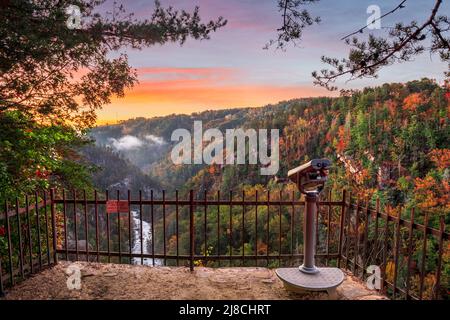 Tallulah fällt, Georgia, USA mit Blick auf Tallulah Gorge in die Herbstsaison. Stockfoto