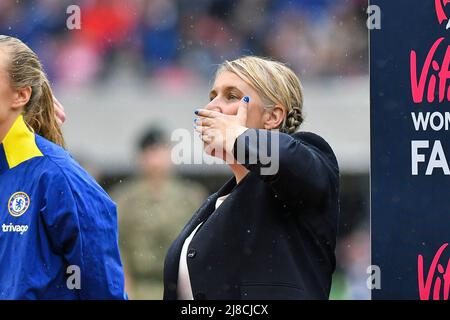 LONDON, GROSSBRITANNIEN. MAI 15. Chelsea-Managerin Emma Hayes vor dem FA Cup-Finale der Frauen zwischen Chelsea und Manchester City im Wembley Stadium, London, am Sonntag, 15.. Mai 2022. (Kredit: Ivan Yordanov | MI Nachrichten) Kredit: MI Nachrichten & Sport /Alamy Live Nachrichten Stockfoto