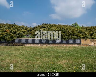 Das Bild zeigt den deutschen Marfaux-Friedhof des Ersten Weltkriegs bei Marfaux. Der Friedhof ist ein Konsolidierungsfriedhof der Soldaten KIA in der Marne-Offensive 1918 Stockfoto