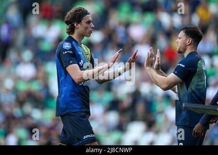 GRONINGEN, NIEDERLANDE - 15. MAI: Roberts Uldrikis vom SC Cambuur während des niederländischen Eredivisie-Spiels zwischen dem FC Groningen und dem SC Cambuur am 15. Mai 2022 im Euroborg Stadion in Groningen, Niederlande (Foto: Henk Jan Dijks/Orange Picts) Stockfoto