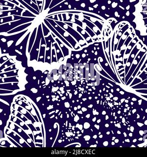 Winter Schnee Hintergrund mit weißen Schmetterlingen. weihnachtsmuster . Vektorgrafik Stock Vektor