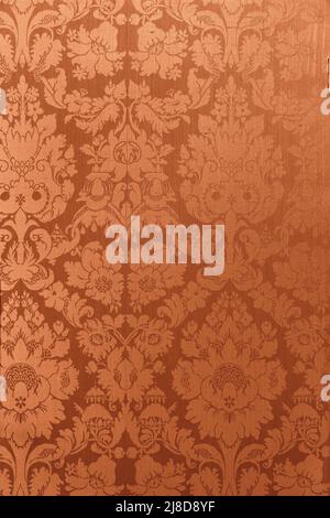 Retro floral ornamental viktorianischen Tapete Stoff in orange Vollformat wiederholend Stockfoto