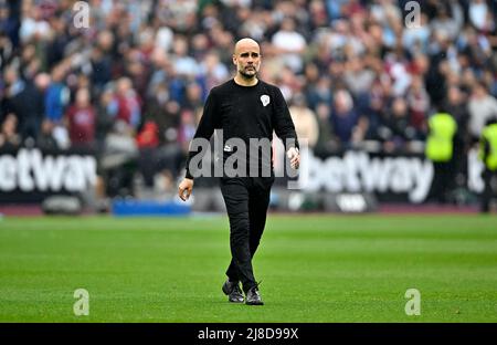 London, Großbritannien, 15.. Mai 2022. PEP Guardiola (Manchester City Manager) während des Spiels der West Ham gegen Manchester City Premier League im London Stadium Stratford.Quelle: Martin Dalton/Alamy Live News. Dieses Bild ist nur für REDAKTIONELLE ZWECKE bestimmt. Für jede andere Verwendung ist eine Lizenz von The Football DataCo erforderlich. Quelle: MARTIN DALTON/Alamy Live News Stockfoto