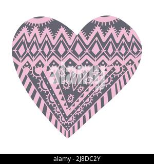 Dekoratives Herz in einem eleganten, trendigen Stil Herz mit Ornament Vektor-Illustration isoliert auf weiß Stock Vektor