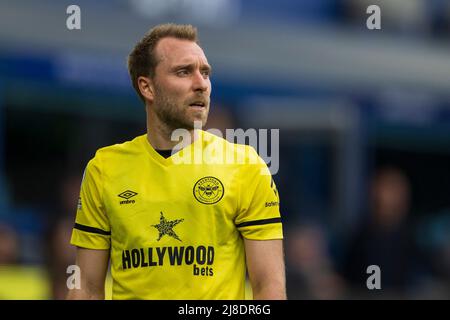 Liverpool, Großbritannien. 15.. Mai 2022. Christian Eriksen #21 von Brentford in Liverpool, Vereinigtes Königreich am 5/15/2022. (Foto von Conor Molloy/News Images/Sipa USA) Quelle: SIPA USA/Alamy Live News Stockfoto