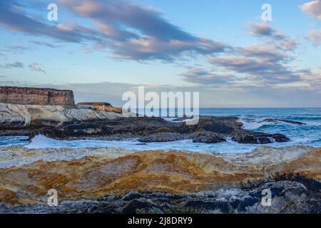 Blick auf die felsige Küste vom Bluff Trail im Montaña de Oro State Park. San Luis Obispo County, Kalifornien , USA Stockfoto