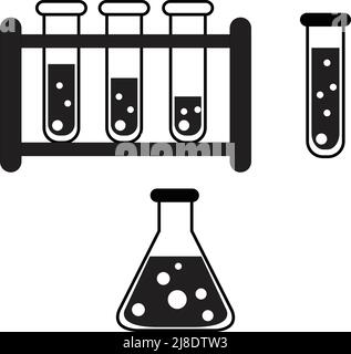 Symbol für Reagenzglas und konischen Kolben. Auf weißem Hintergrund Stock Vektor