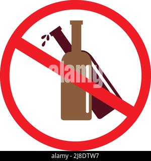 Stop Alkohol Symbol, kein Alkohol. vektor. Mit weißem Hintergrund Stock Vektor