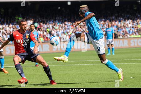 Neapel, Kampanien, Italien. 15.. Mai 2022. Während des italienischen Serie A Fußballmatches SSC Napoli gegen FC Genua am 15. Mai 2022 im Diego Armando Maradona Stadium in Neapel.in Bild: Victor Osimhen (Bildnachweis: © Fabio Sasso/ZUMA Press Wire) Stockfoto