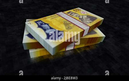 Brunei Dollar Geldpaket 3D Abbildung. BND-Banknotenbündelstapel. Konzept von Finanzen, Bargeld, Wirtschaftskrise, Unternehmenserfolg, Rezession, bank, Steuern Stockfoto