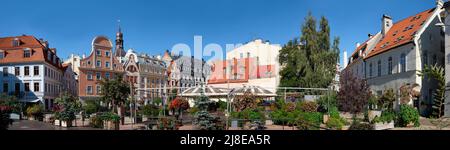 Livu Platz in Riga, Lettland im Sommer. Stockfoto