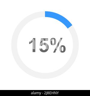 15 % gefüllter runder Akku zum Laden oder Herunterladen von Akkus. Prozesssymbol „Fortschritt“, „Warten“, „Übertragen“, „Puffern“ oder „Laden“. Element für die Website- oder mobile App-Schnittstelle. Vektorgrafik flach Stock Vektor