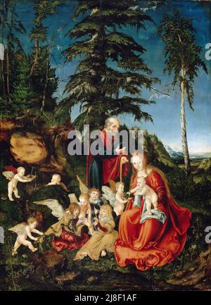 Rast auf der Flucht nach Ägypten von Lucas Cranach dem Älteren (1504) Stockfoto