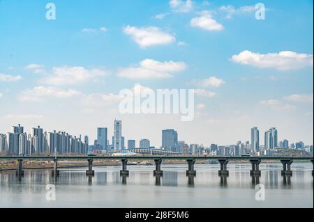 Landschaft des Han-Flusses in Seoul, Südkorea Stockfoto