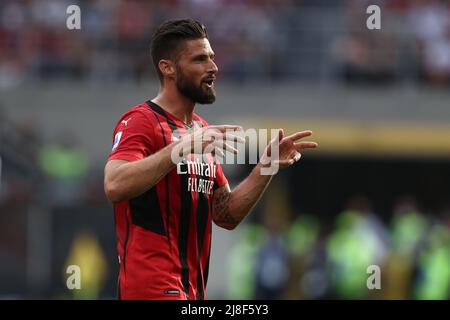San Siro Stadium, Mailand, Italien, 15. Mai 2022, Olivier Giroud (AC Mailand) Gesten während AC Mailand gegen Atalanta BC - italienische Fußballserie A Spiel Stockfoto