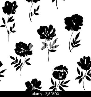 Tusche zeichnen wilde Pflanzen, Kräuter und Blumen. Stock Vektor