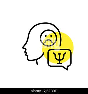 Psychotherapie bei Depressionen. Pixel-perfektes, bearbeitbares Strichsymbol Stock Vektor