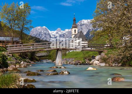 St. Sebastian Kirche in Ramsau bei Berchtesgaden, Bayern, Deutschland Stockfoto