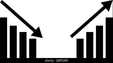 Eine Reihe von Symbolen für aufsteigende und absteigende Diagramme. Bearbeitbarer Vektor. Stock Vektor