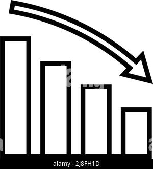 Symbol für abnehmender Pfeil und Balkendiagramm. Bearbeitbarer Vektor. Stock Vektor