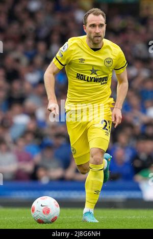 Liverpool, Großbritannien. 15.. Mai 2022. Christian Eriksen von Brentford während des Spiels der Premier League im Goodison Park, Liverpool. Bildnachweis sollte lauten: Andrew Yates/Sportimage Kredit: Sportimage/Alamy Live News Stockfoto