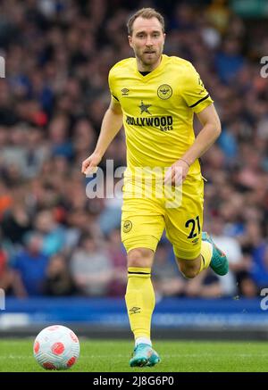 Liverpool, Großbritannien. 15.. Mai 2022. Christian Eriksen von Brentford während des Spiels der Premier League im Goodison Park, Liverpool. Bildnachweis sollte lauten: Andrew Yates/Sportimage Kredit: Sportimage/Alamy Live News Stockfoto