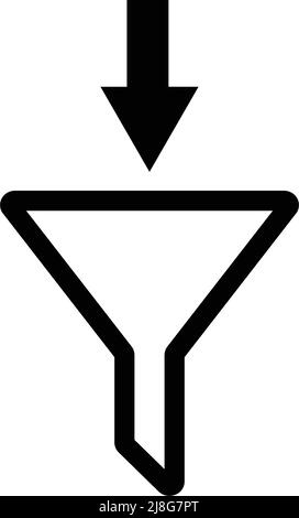 Pfeil nach unten und Filtersymbol eingestellt. Bearbeitbarer Vektor. Stock Vektor