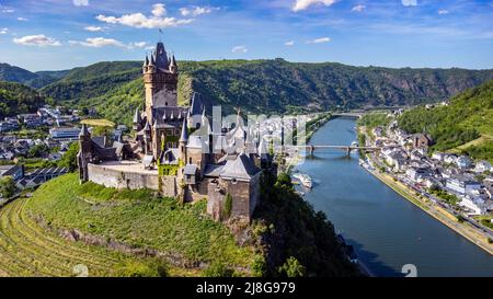 Schloss Cochem oder Reichsburg Cochem, Cochem, Moseltal, Deutschland Stockfoto