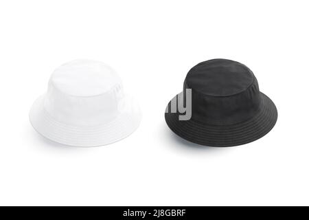 Blank schwarz und weiß Eimer Hut Nachbau, Seitenansicht Stockfoto