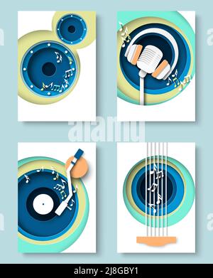 Musik Layout Flyer Einladung Design Vektor gesetzt Stock Vektor