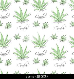 Nahtloses Muster mit grünem Cannabisblatt Stock Vektor