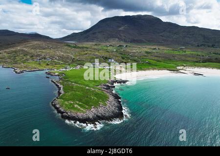 Glassilaun Beach, ein weißer Sandstrand zwischen Renvyle und der Killary Bay im County Galway, Irland Stockfoto