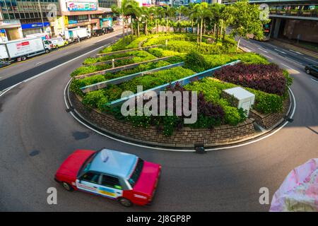 Hongkong, Hongkong-October 25, 2015 - Reisehintergrund mit Gebäude in Hongkong, Transport Hongkong City. Stockfoto
