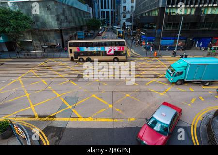 Hongkong, Hongkong-October 25, 2015 - Reisehintergrund mit Gebäude in Hongkong, Transport Hongkong City. Stockfoto