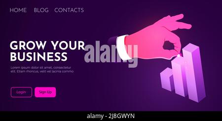 Businessman Hand hebt ein Finanzdiagramm an. Unternehmenswachstum, Geld sparen, Fondkonzept. Vektorgrafik Stock Vektor