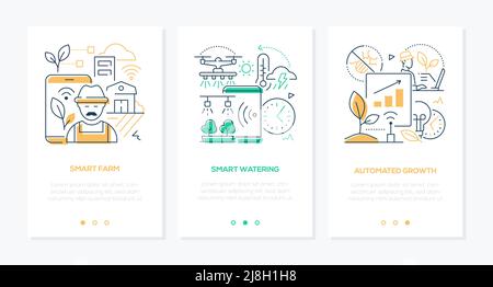 Smart Farm und automatisiertes Wachstum - Line Design Stil Banner Set Stock Vektor