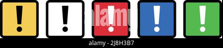 Eine Reihe von Ausrufezeichen-Symbolen, die zur Vorsicht und Warnung verwendet werden. Bearbeitbarer Vektor. Stock Vektor