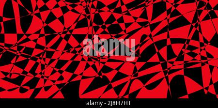 Futuristische, chaotische Linien und Formen in Rot und Schwarz für einen abstrakten Hintergrund Stockfoto