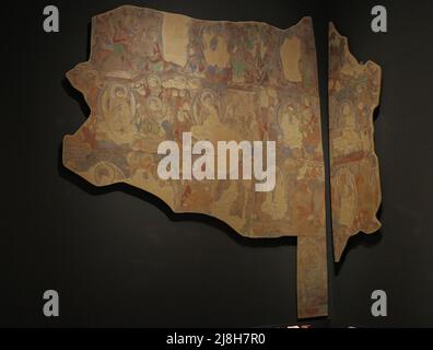 Berlin, Deutschland. 15.. Mai 2022. Das Foto vom 15. Mai 2022 zeigt ein Wandgemälde der Kizil-Grotten im Museum für Asiatische Kunst in Berlin. Quelle: Ren Pengfei/Xinhua/Alamy Live News Stockfoto