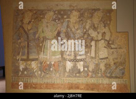 Berlin, Deutschland. 15.. Mai 2022. Das Foto vom 15. Mai 2022 zeigt ein Wandgemälde der Kizil-Grotten im Museum für Asiatische Kunst in Berlin. Quelle: Ren Pengfei/Xinhua/Alamy Live News Stockfoto