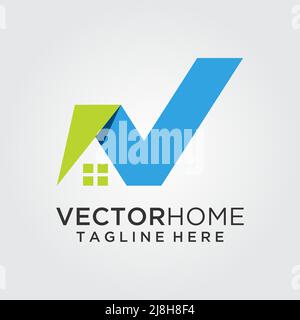 Logo mit dem Buchstaben V für das Heim Stock Vektor