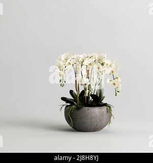 3D Darstellung von Blumen, die isoliert auf weißem Hintergrund gegossen wurden Stockfoto