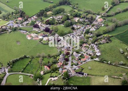 Luftaufnahme des Dorfes Galphay in der Nähe von Ripon, North Yorkshire, Großbritannien Stockfoto