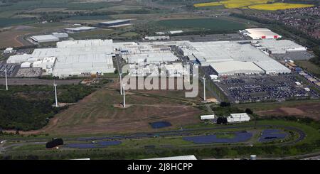 Luftaufnahme des Nissan-Automobilwerks in Sunderland - Nissan Motor Manufacturing UK Ltd, Tyne & Wear, Großbritannien Stockfoto