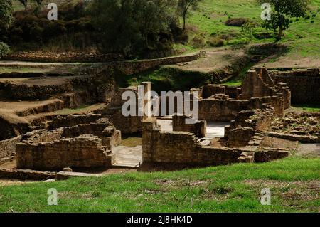 Römische Stadt Miróbriga. Westliche Bäder, 2. Jahrhundert. Umgebung von Santiago do Cacém. Portugal. Stockfoto