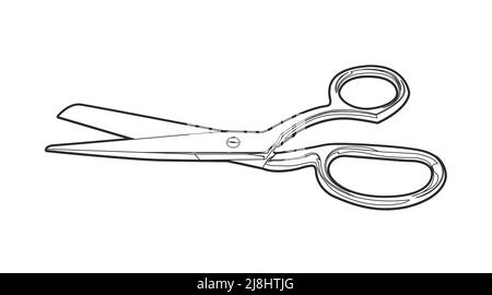 Vektorgrafik Schere. Vektor isolierte lineare Schwarz-Weiß-Illustration Stock Vektor
