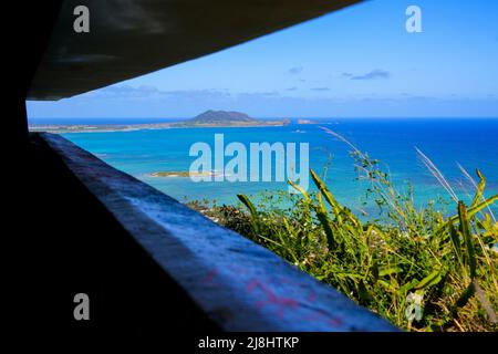 Lanikai Pillbox Wanderung in Kailua, auf der östlichen Seite von O'ahu in Hawaii, USA Stockfoto