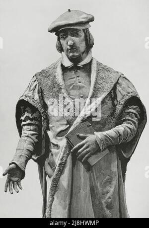 Juan Luis Vives (1493-1540). Spanischer Humanist, Philosoph und Pädagoge. Gravur, 1882. Stockfoto